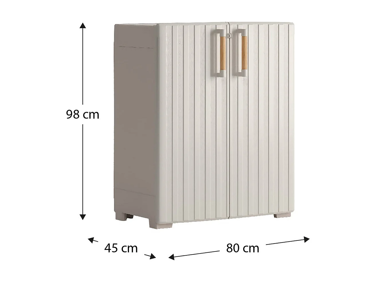 Armário de arrumação baixo Groove bege e cor areia