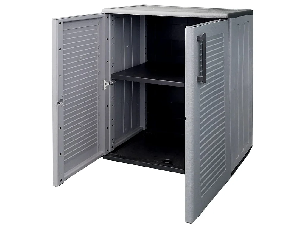 Tuinkast 68x37x84 cm polypropeen grijs en zwart