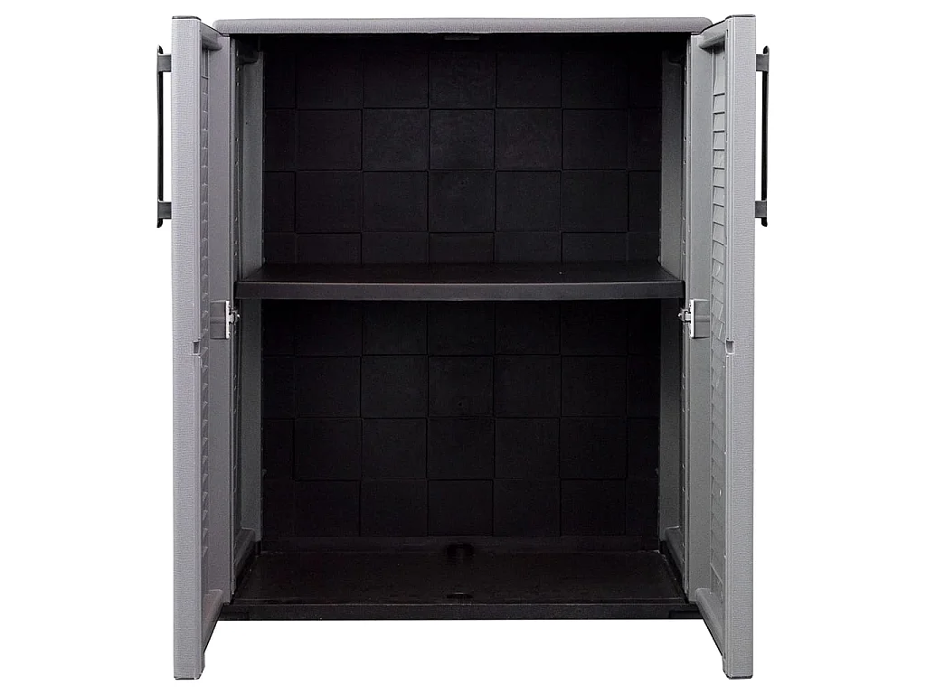 Tuinkast 68x37x84 cm polypropeen grijs en zwart