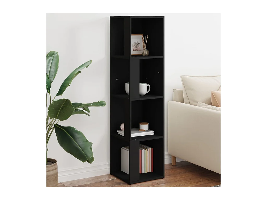 Armoire d'angle Noir 33x33x132 cm Bois d’ingénierie