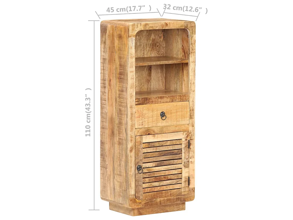 Aparador de madera de mango rugosa 45x32x110 cm