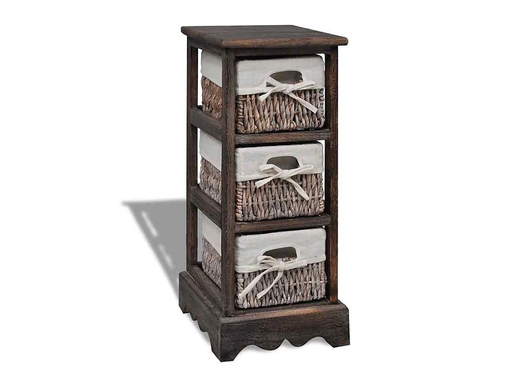 Étagère de rangement Bois Marron 3 paniers en tissage