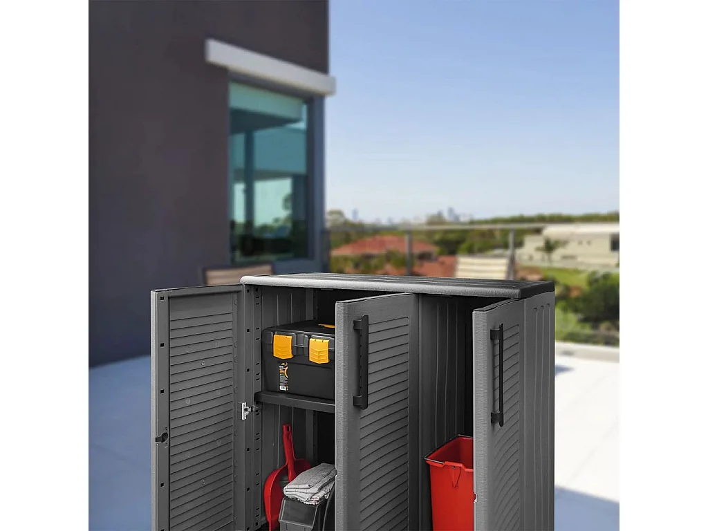 Gartenschrank Grau und Schwarz 102x37x84 cm PP