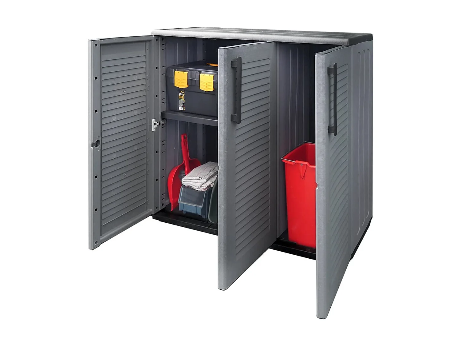 Gartenschrank Grau und Schwarz 102x37x84 cm PP