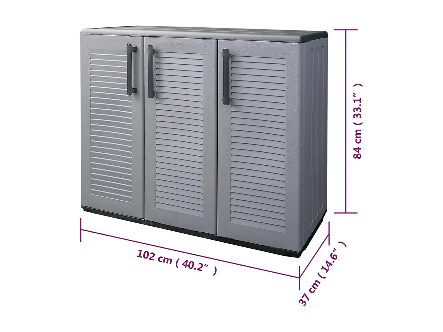 Gartenschrank Grau und Schwarz 102x37x84 cm PP