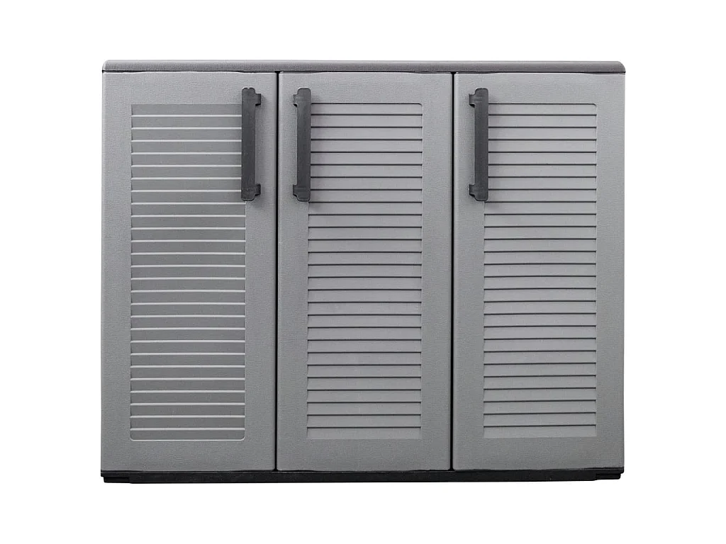 Armario de almacenaje de jardín PP gris y negro 102x37x84 cm