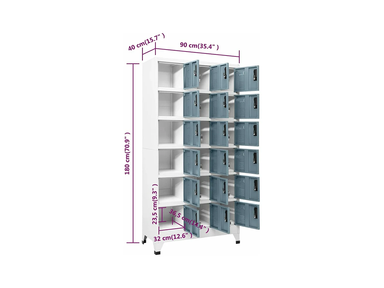 Armoire à casiers Gris clair et gris foncé 90x40x180 cm Acier