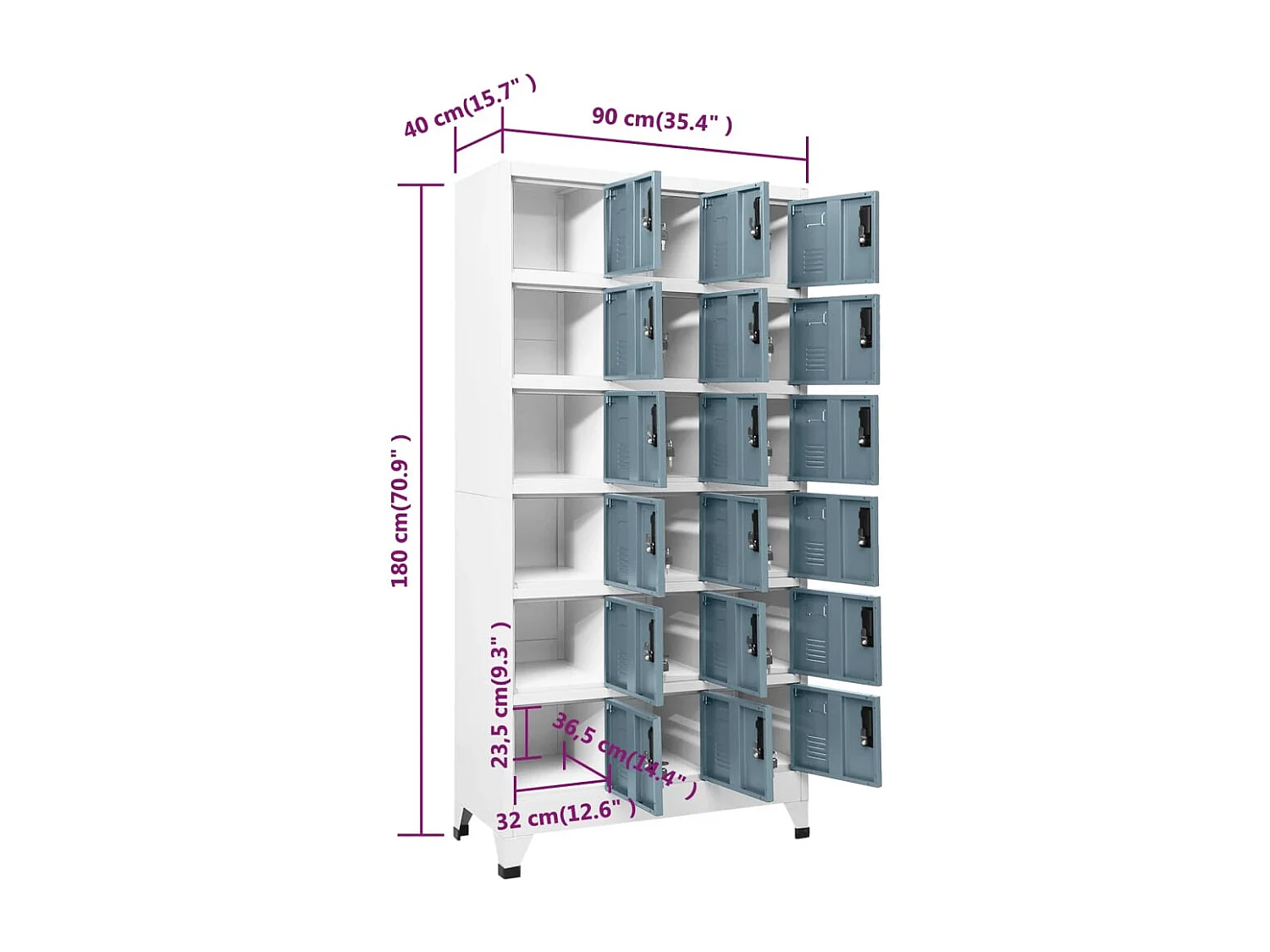 Lockerkast 90x40x180 cm staal lichtgrijs en donkergrijs