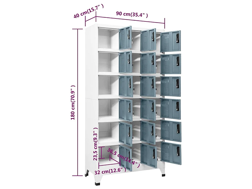 Lockerkast 90x40x180 cm staal lichtgrijs en donkergrijs