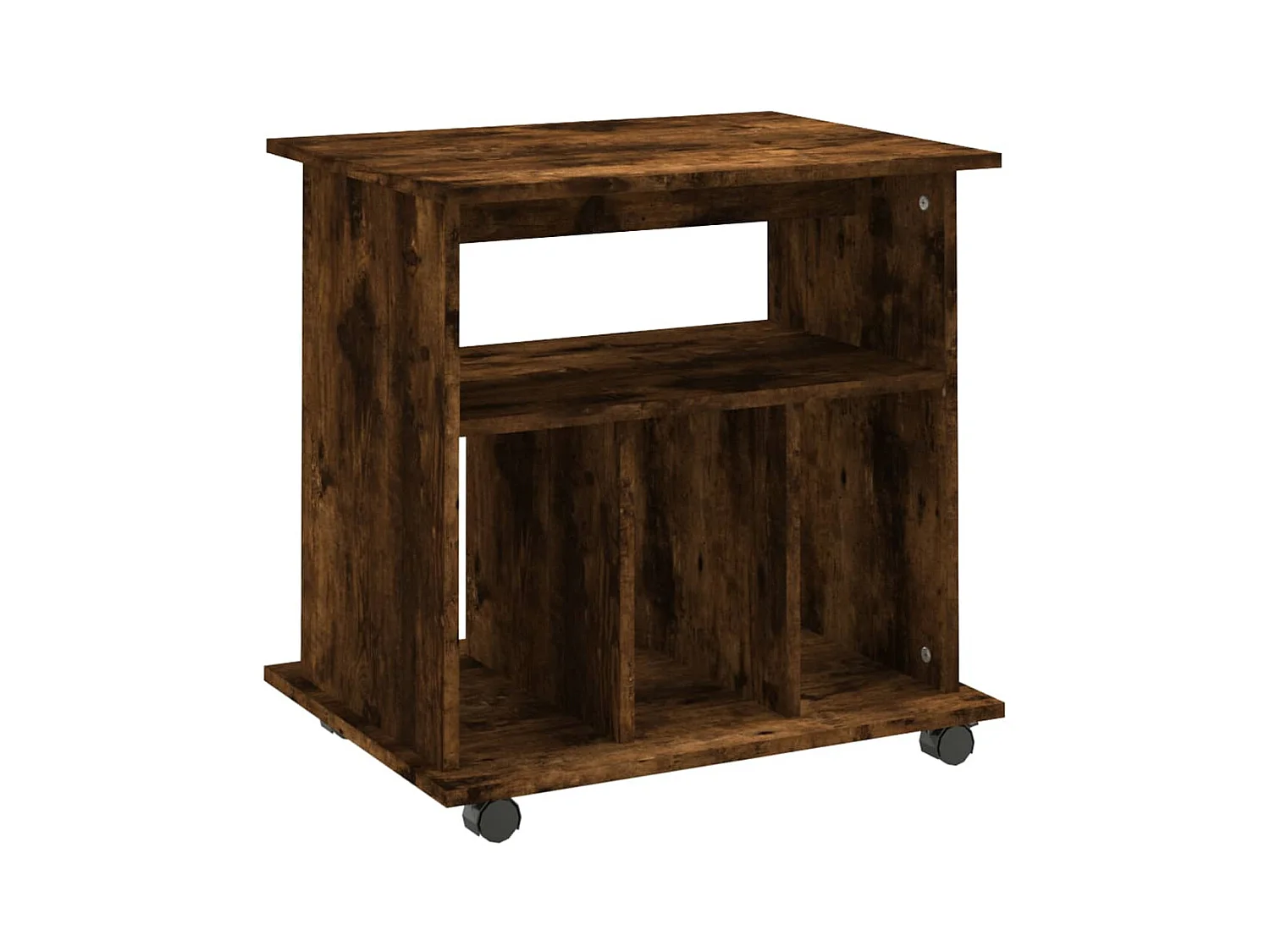 Armario ruedas madera contrachapada roble ahumado 60x45x60 cm