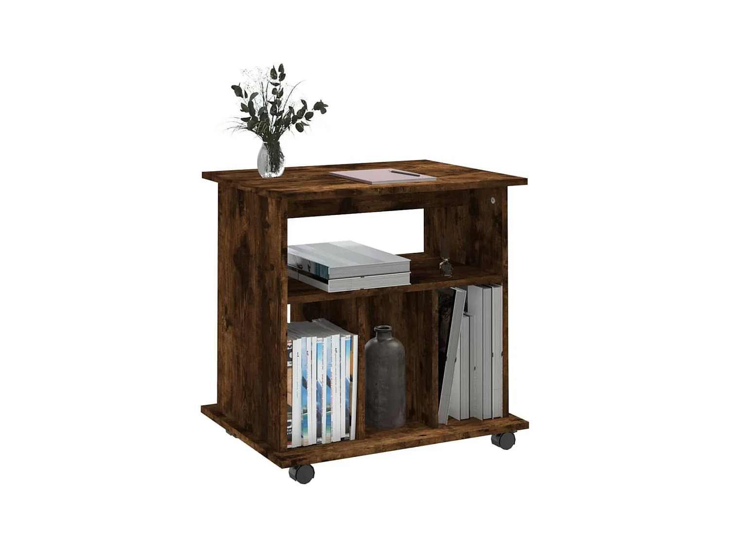 Armario ruedas madera contrachapada roble ahumado 60x45x60 cm