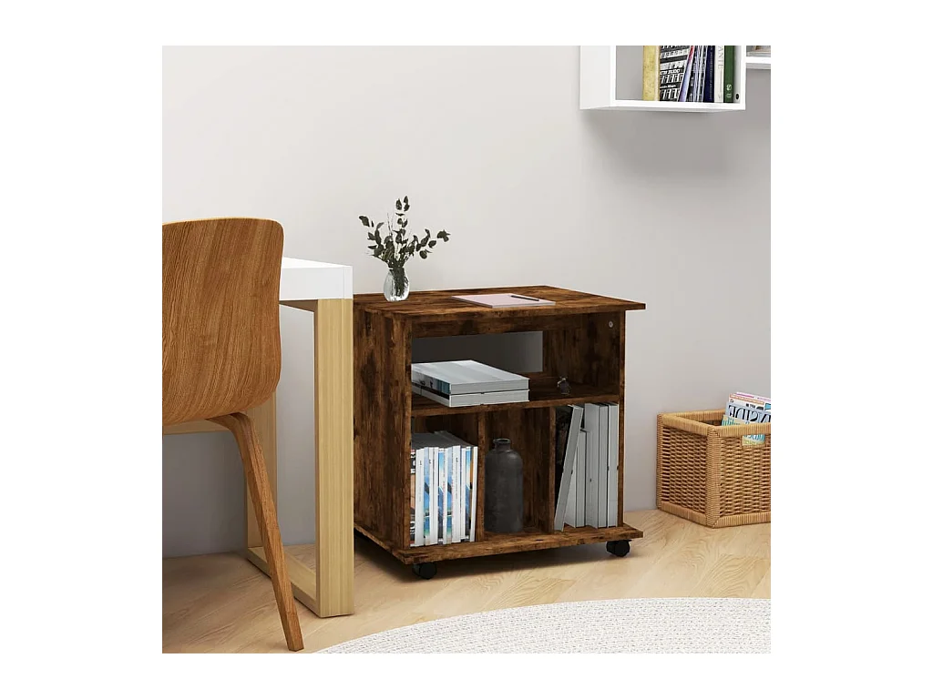 Armoire roulante Chêne fumé 60x45x60 cm Bois d'ingénierie