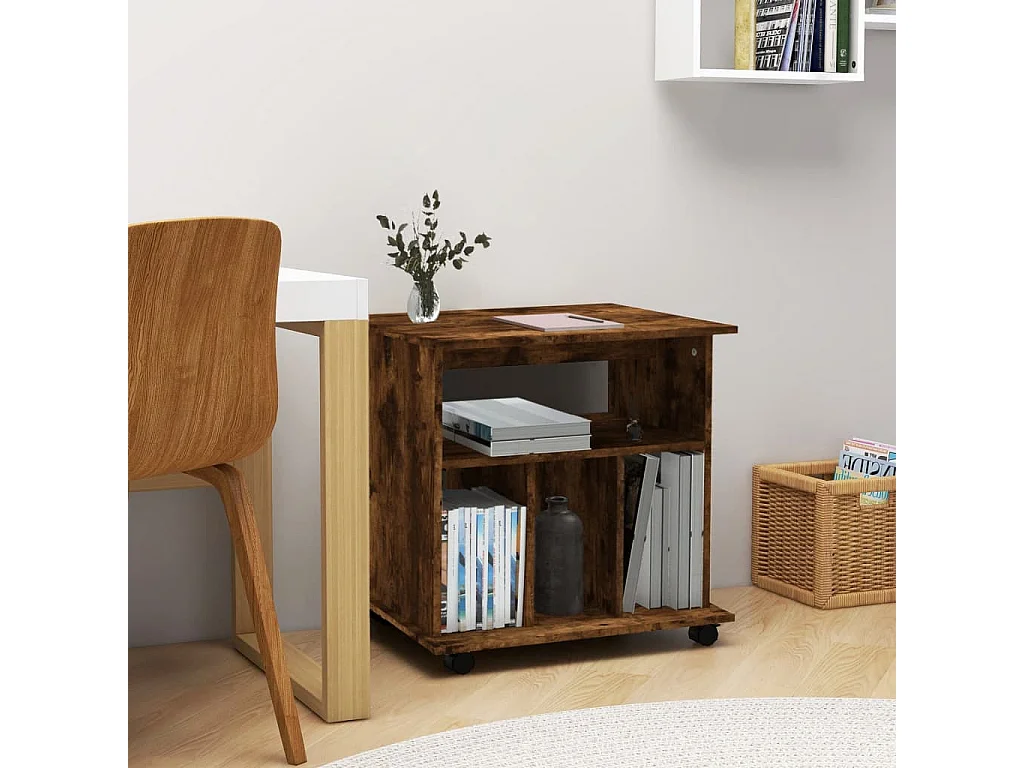 Armoire roulante Chêne fumé 60x45x60 cm Bois d'ingénierie