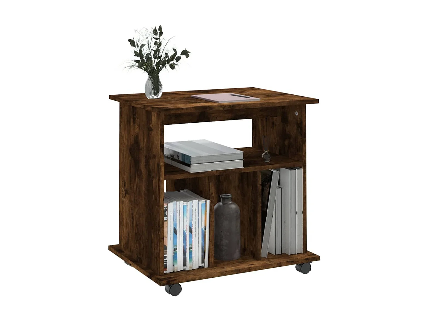 Armoire roulante Chêne fumé 60x45x60 cm Bois d'ingénierie
