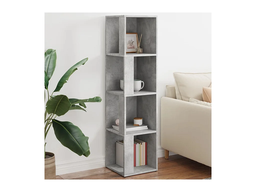 Eckregal Betongrau 33x33x132 cm Holzwerkstoff