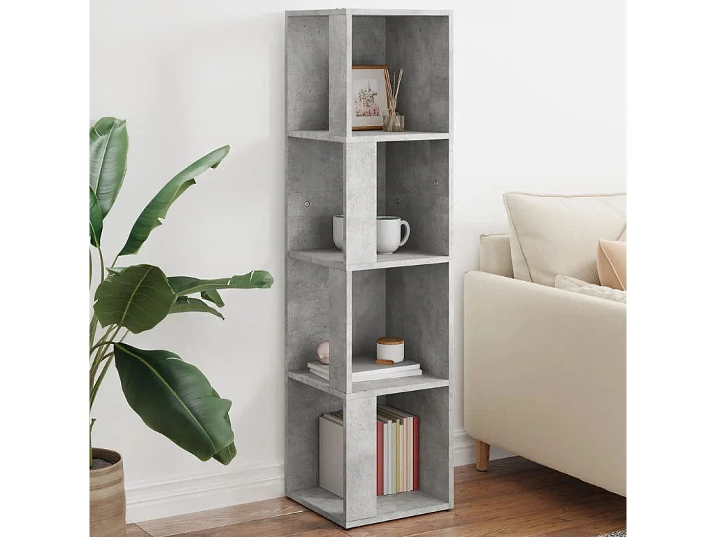 Hoekkast 33x33x132 cm bewerkt hout betongrijs