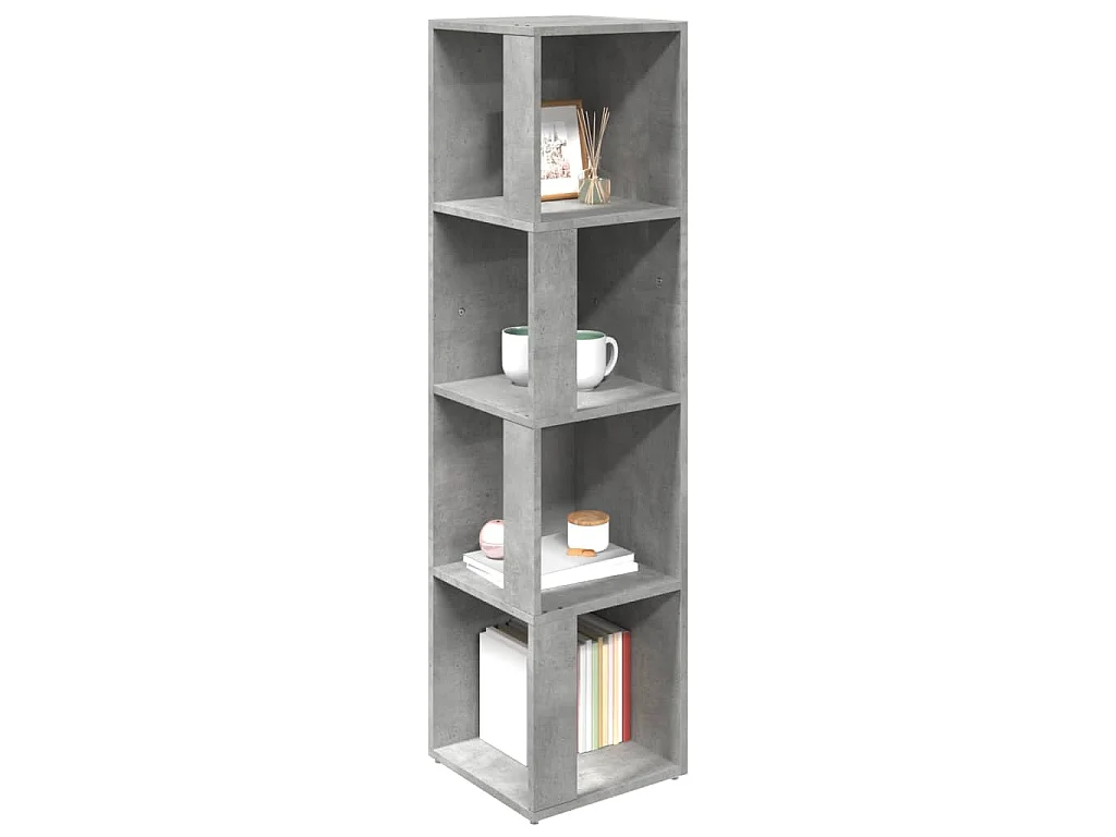 Hoekkast 33x33x132 cm bewerkt hout betongrijs