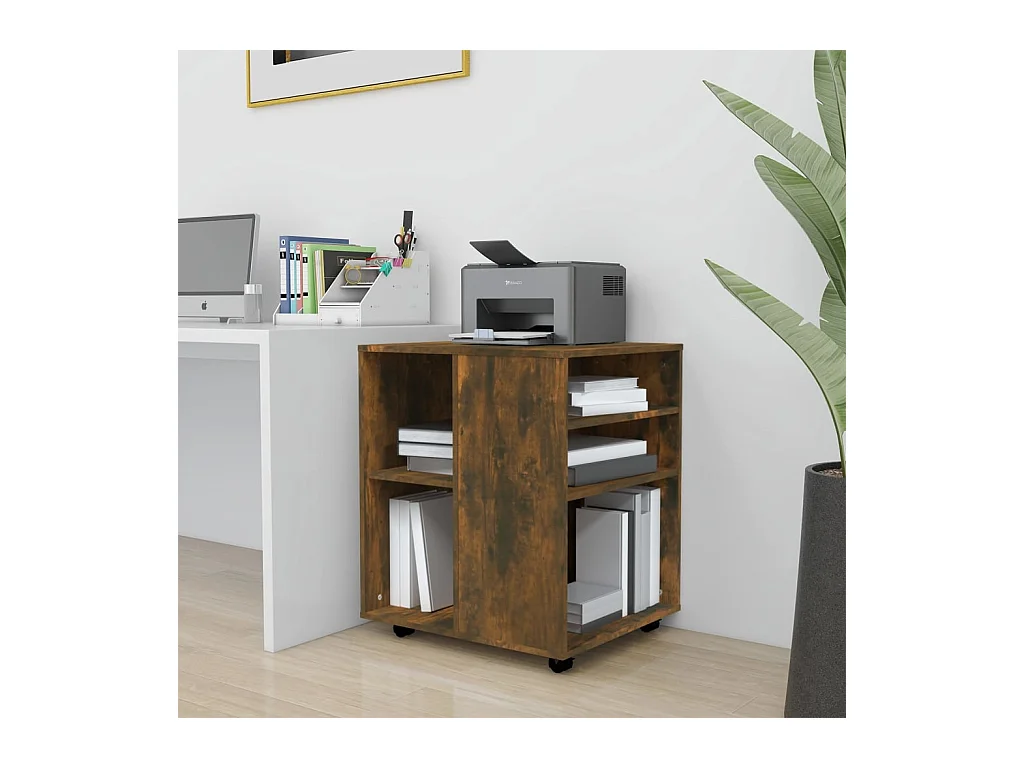 Armario ruedas madera contrachapada roble ahumado 60x53x72 cm