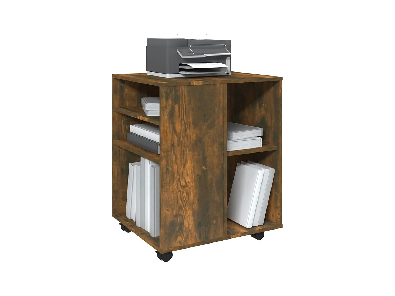 Armario ruedas madera contrachapada roble ahumado 60x53x72 cm