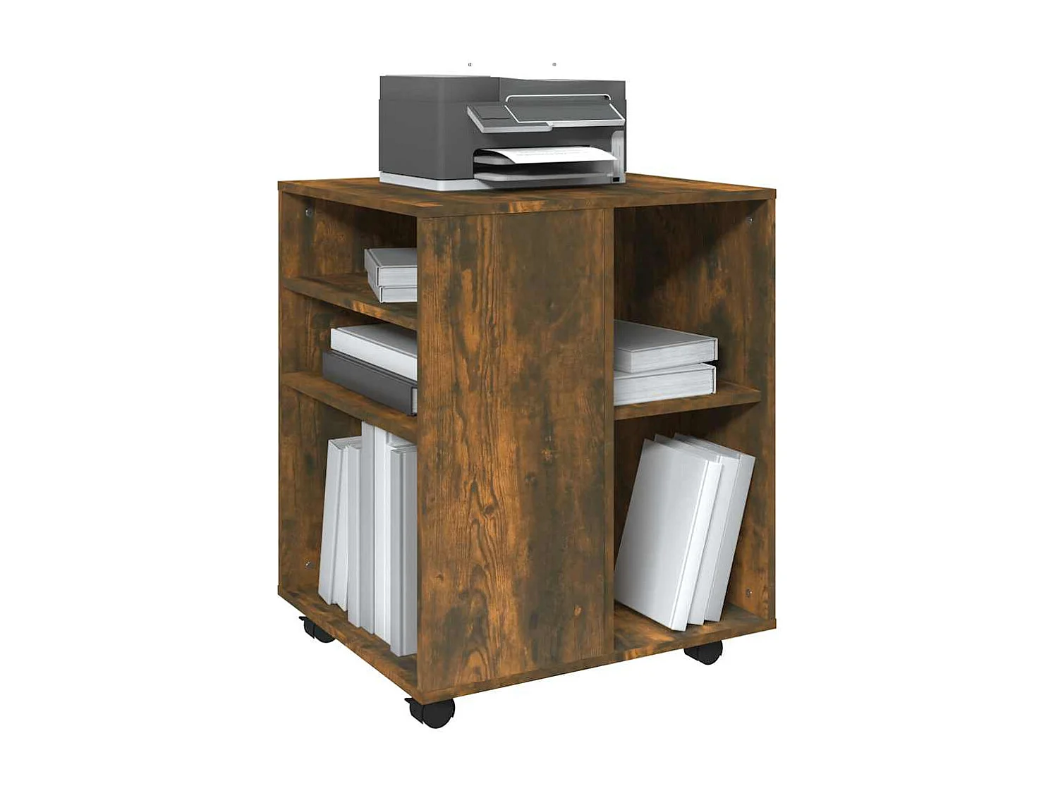 Armoire roulante Chêne fumé 60x53x72 cm Bois d'ingénierie