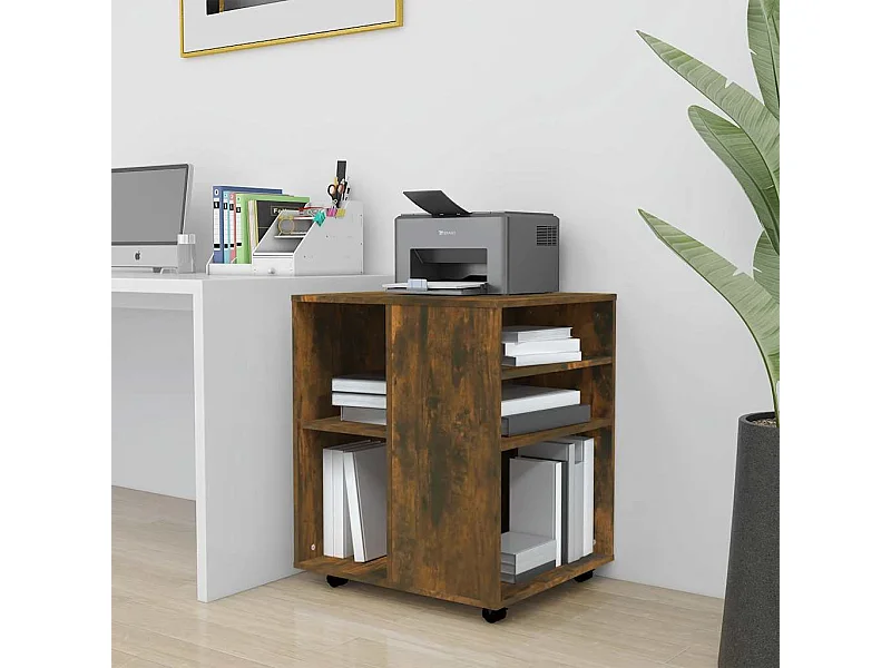 Armoire roulante Chêne fumé 60x53x72 cm Bois d'ingénierie