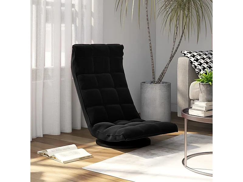 Silla de suelo giratoria de terciopelo negro