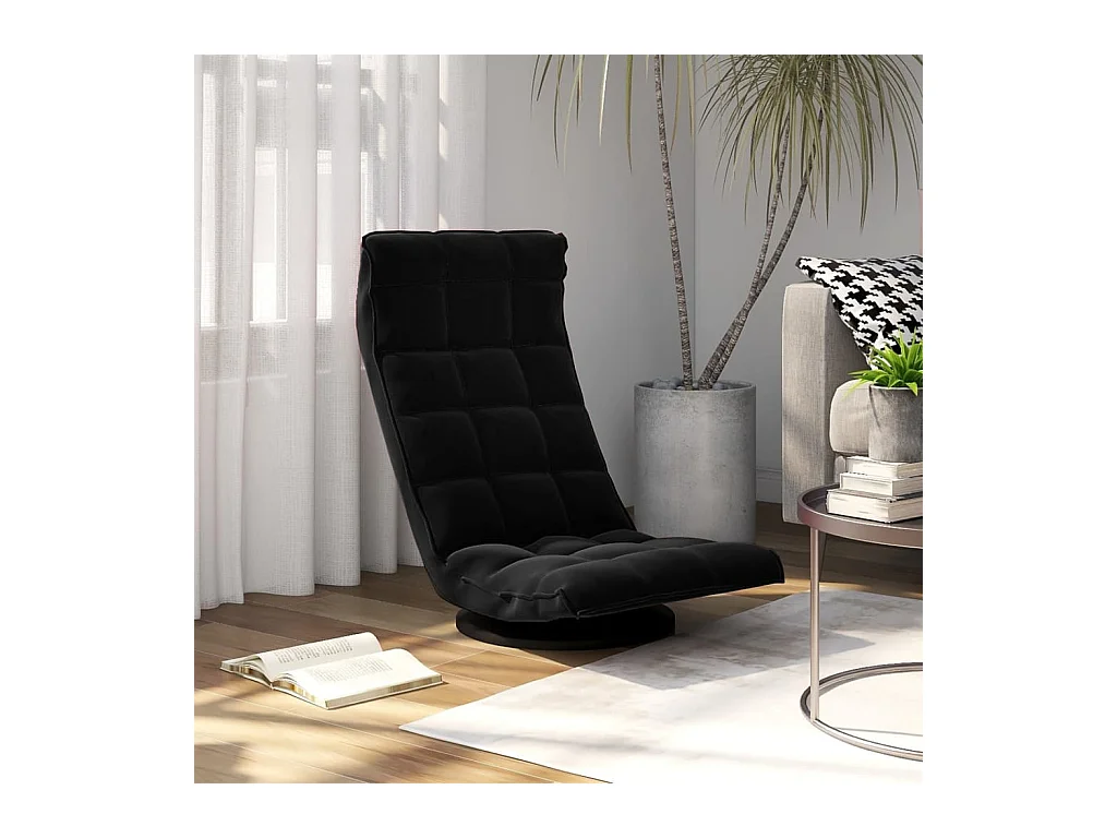 Chaise de sol pivotante Noir Velours