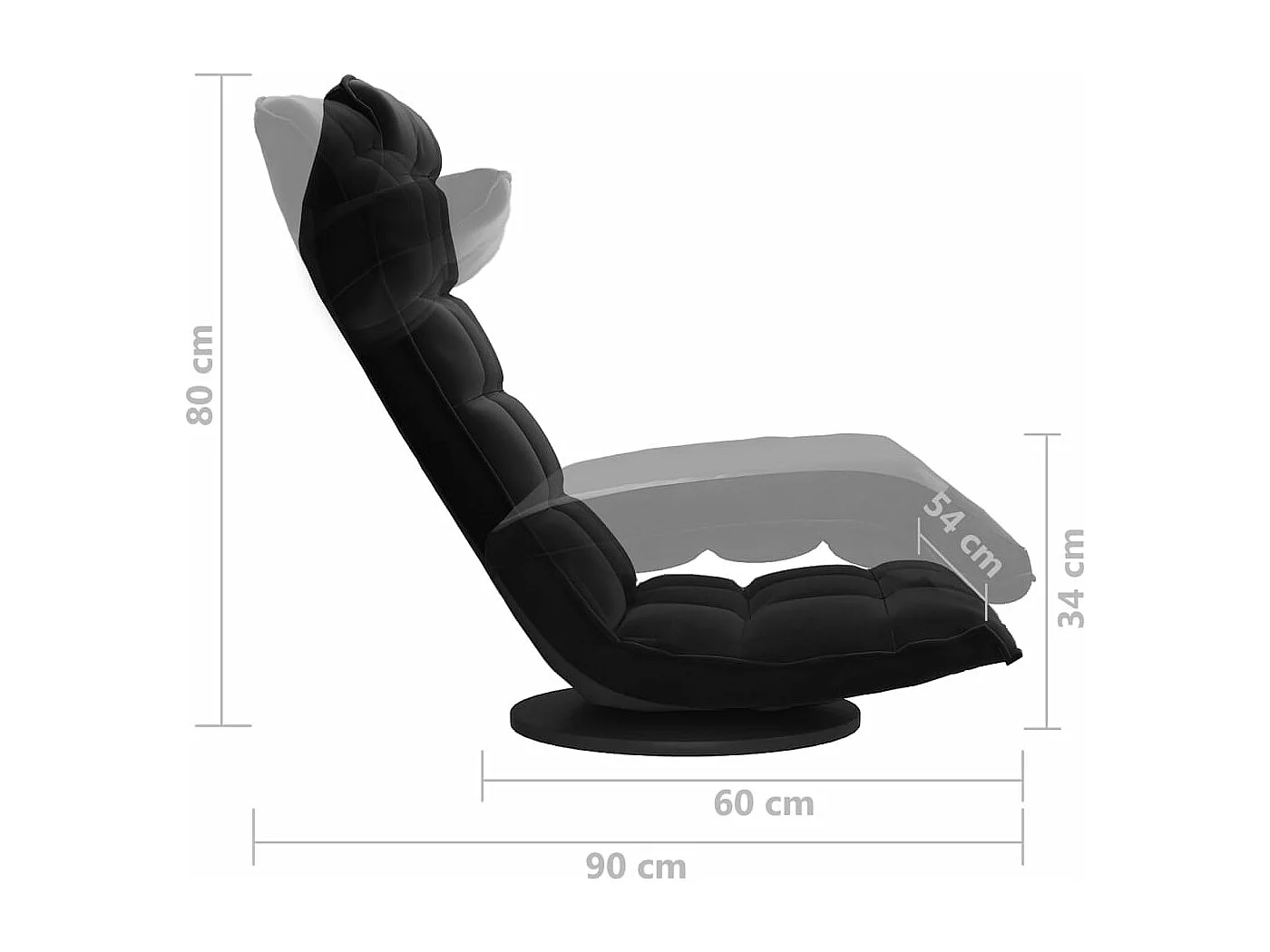 Chaise de sol pivotante Noir Velours