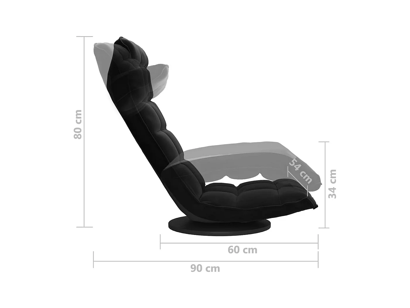 Chaise de sol pivotante Noir Velours