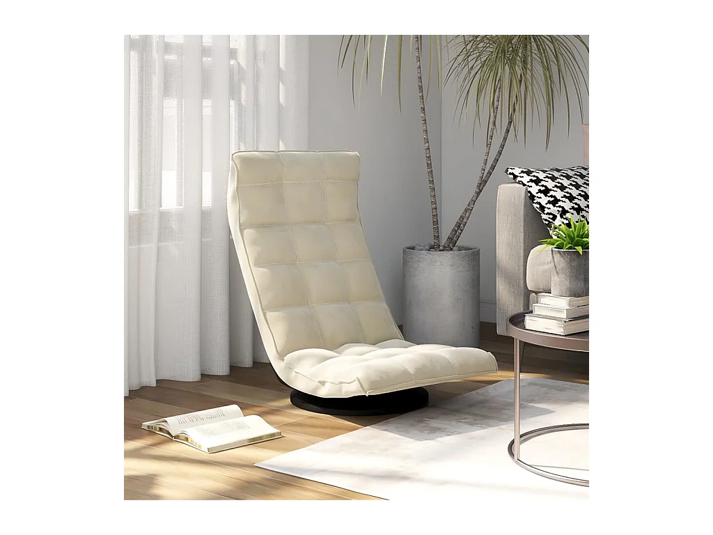 Cadeira de piso giratória veludo cor creme