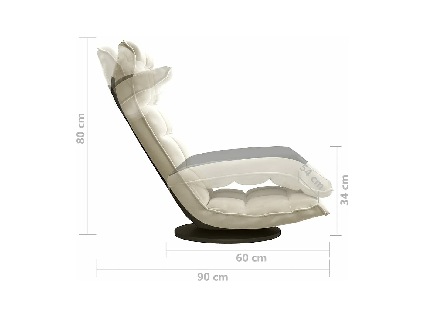 Cadeira de piso giratória veludo cor creme