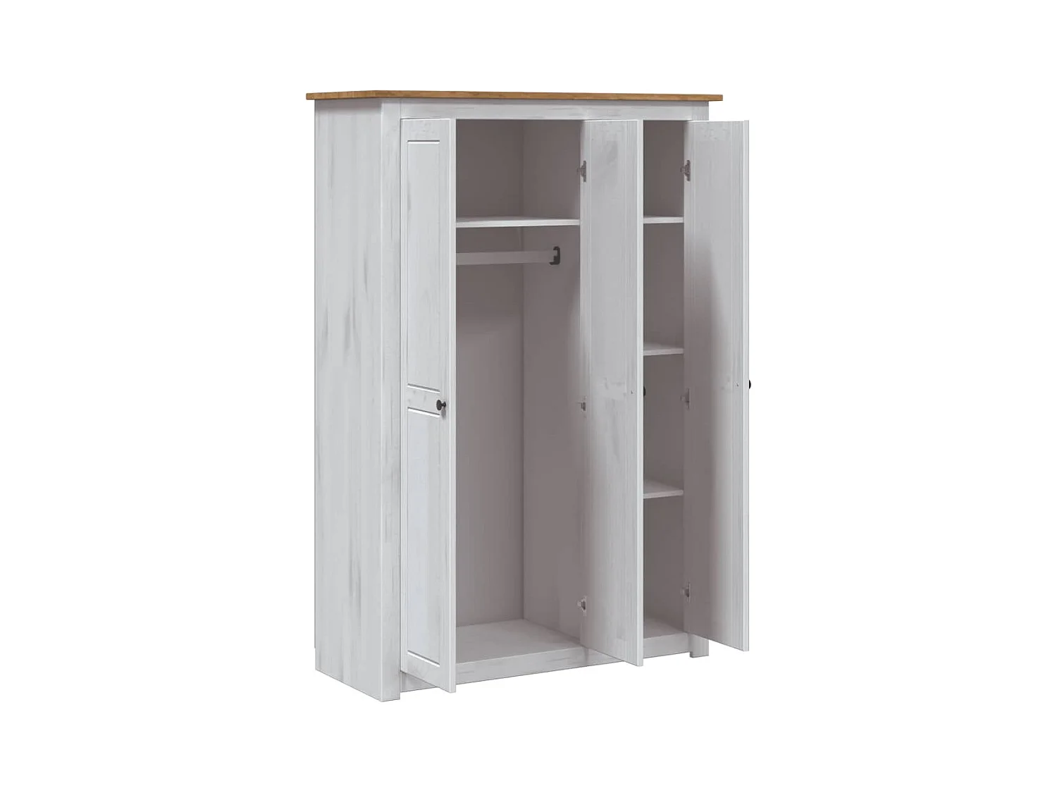 Garde-robe 3 portes Blanc 118x50x171,5cm Pin Assortiment Panama