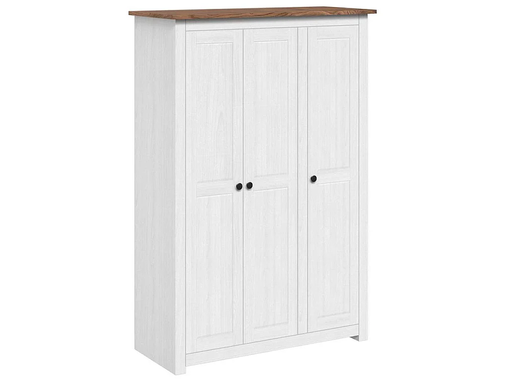 Kleiderschrank 3-Türig Weiß 118×50×171,5 cm Kiefer Panama Serie