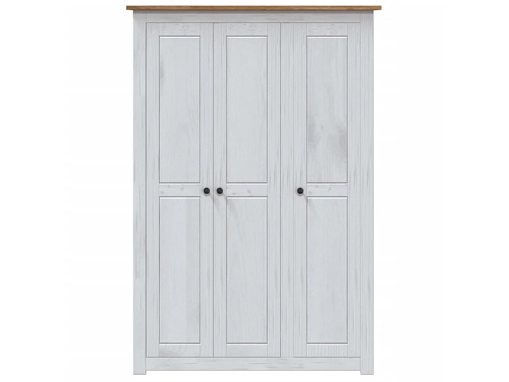 Kleiderschrank 3-Türig Weiß 118×50×171,5 cm Kiefer Panama Serie