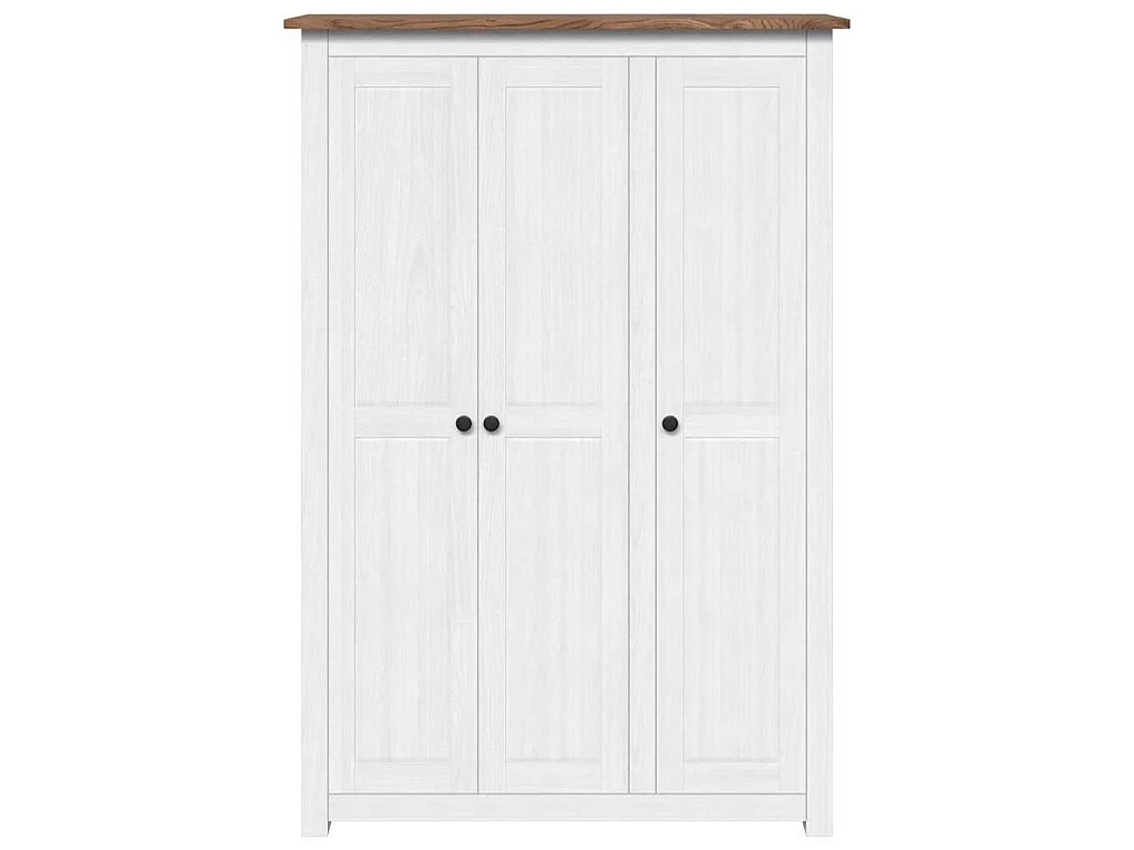 Kleiderschrank 3-Türig Weiß 118×50×171,5 cm Kiefer Panama Serie