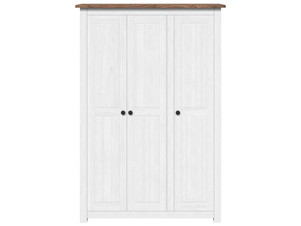 Kleiderschrank 3-Türig Weiß 118×50×171,5 cm Kiefer Panama Serie