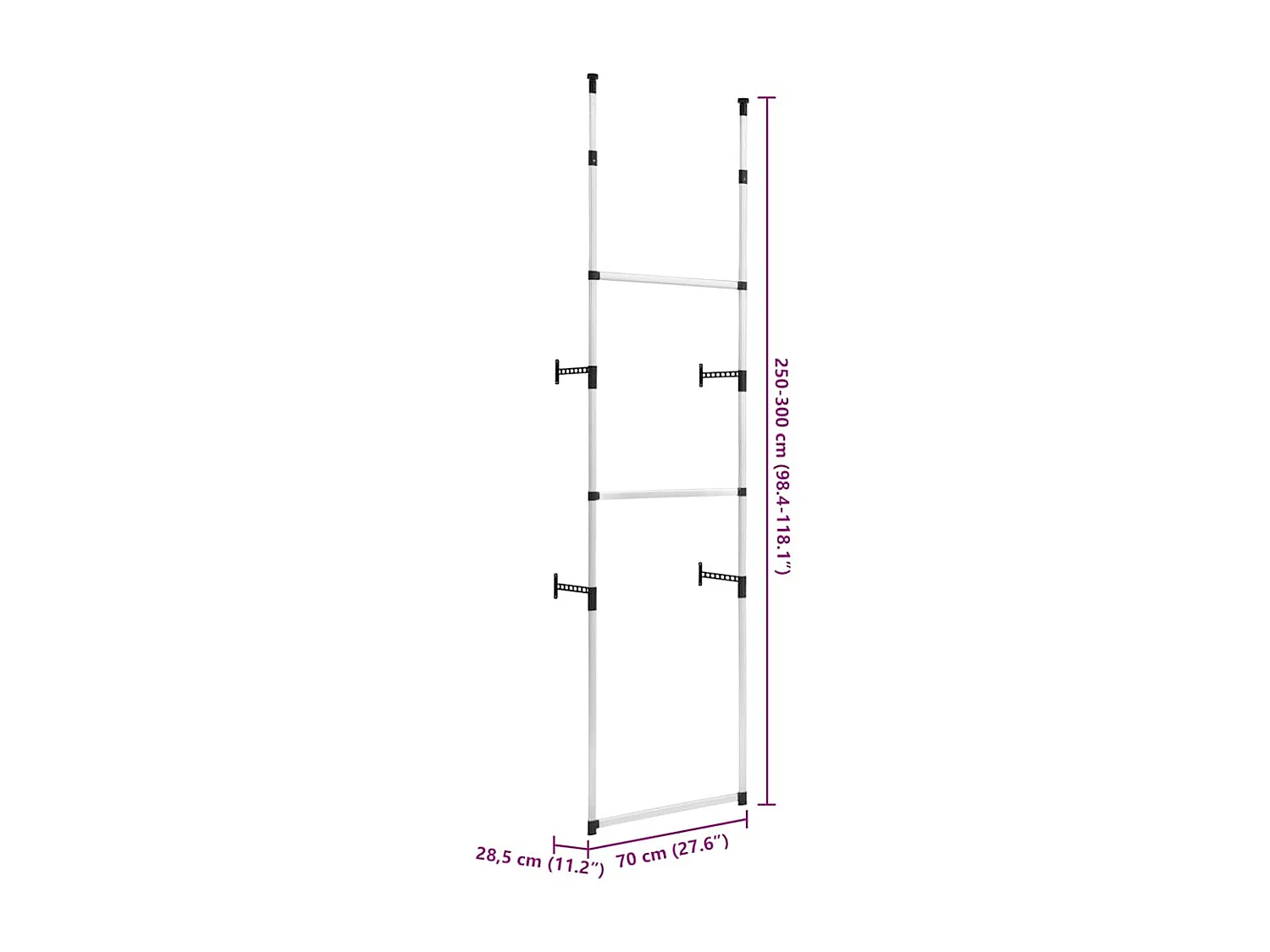Système de garde-robe télescopique avec barres Aluminium