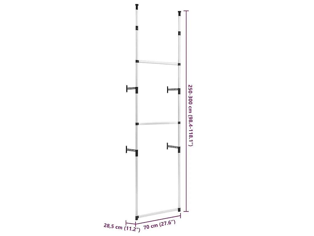 Teleskop-Garderobe mit Stangen Aluminium