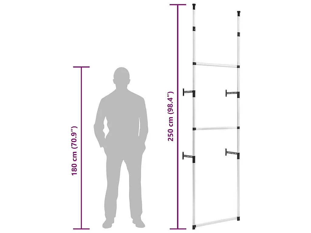 Teleskop-Garderobe mit Stangen Aluminium