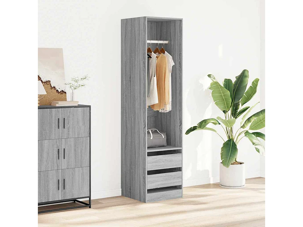 Armoire avec tiroirs Sonoma gris 50x50x200 cm Bois d'ingénierie
