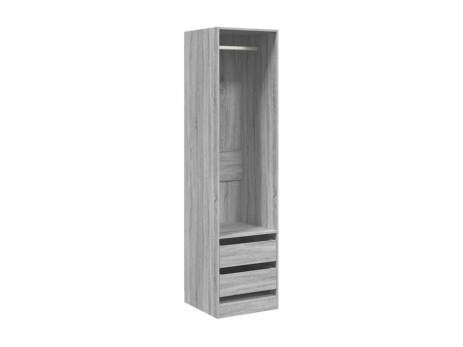 Kledingkast met lades 50x50x200 cm bewerkt hout grijs somoma