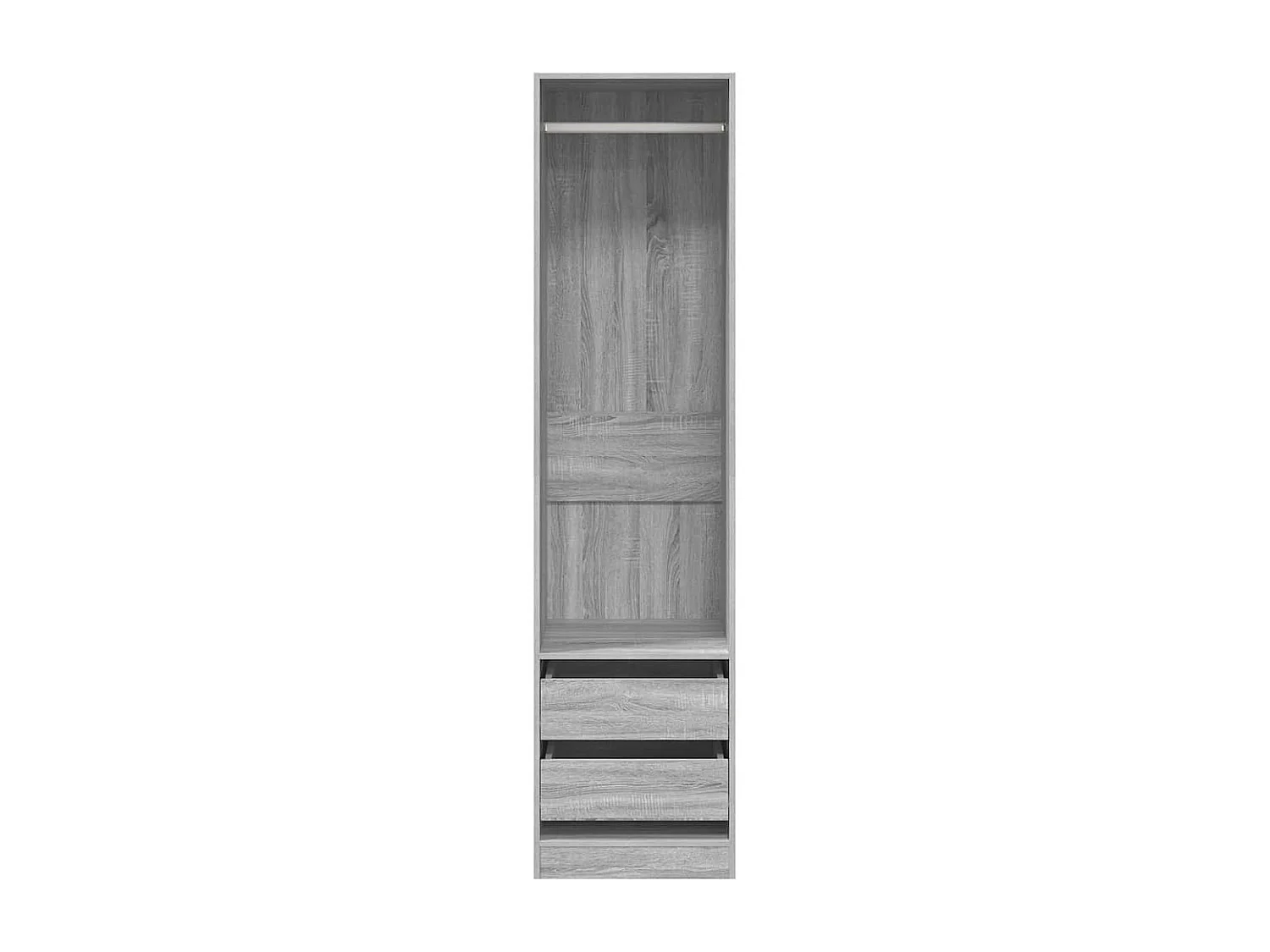 Kledingkast met lades 50x50x200 cm bewerkt hout grijs somoma
