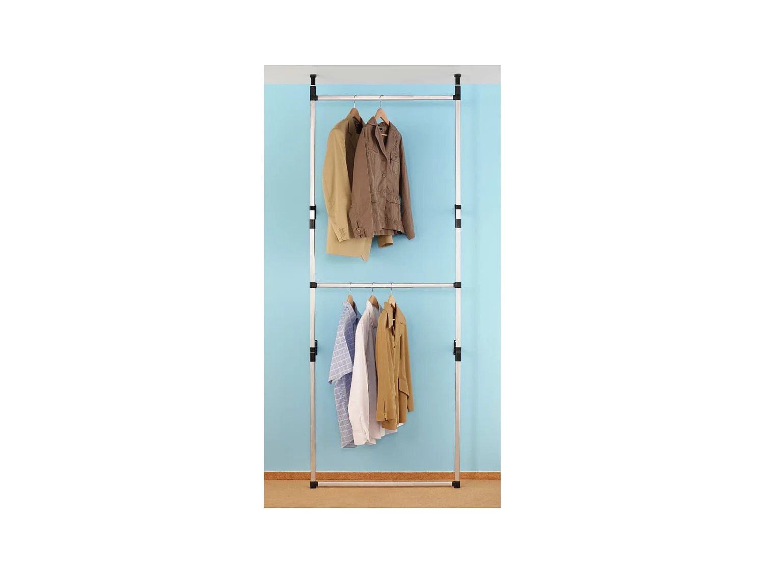 Teleskop-Garderobe mit Stangen Aluminium
