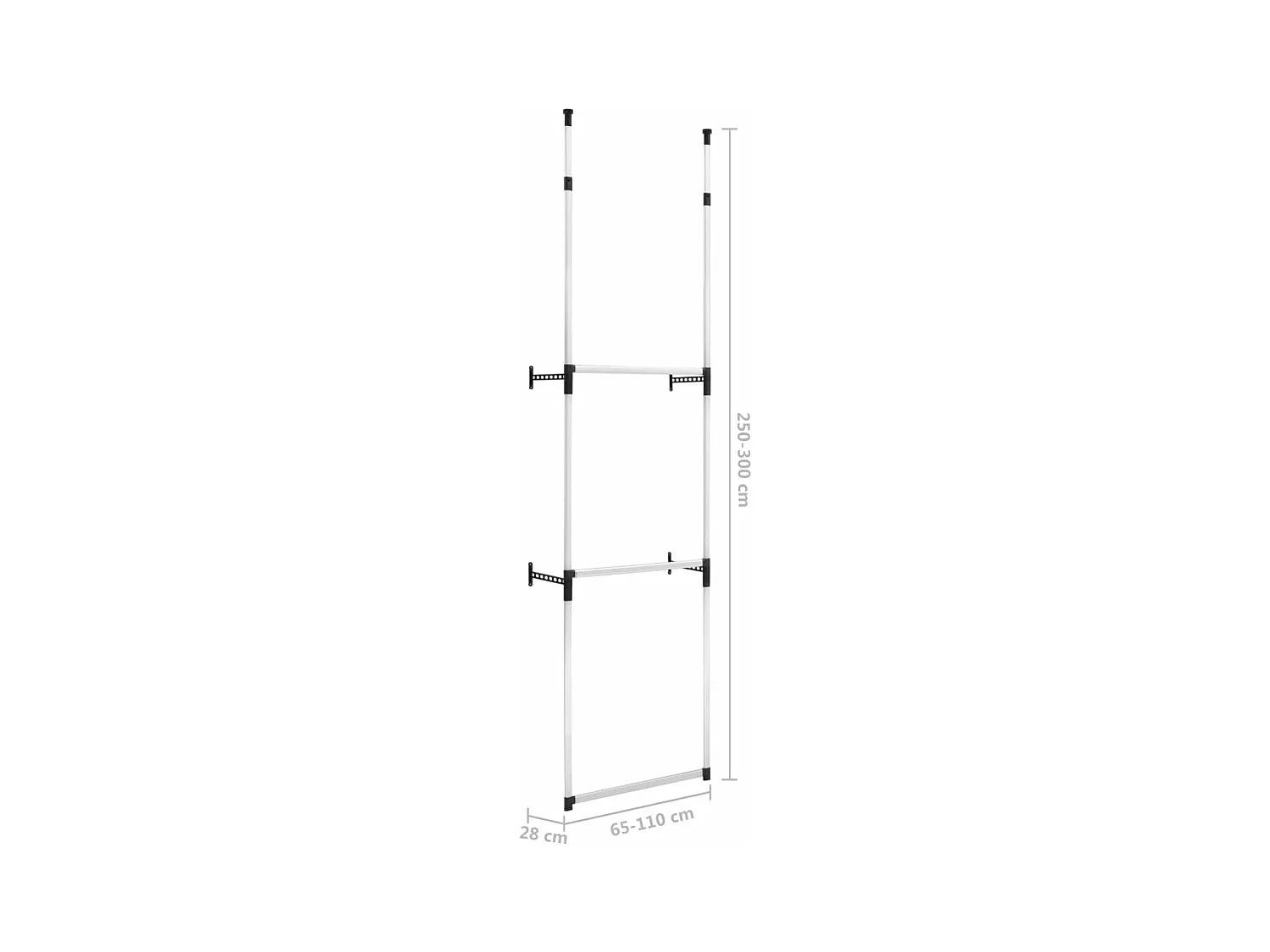 Kledingkastsysteem met stangen telescopisch aluminium