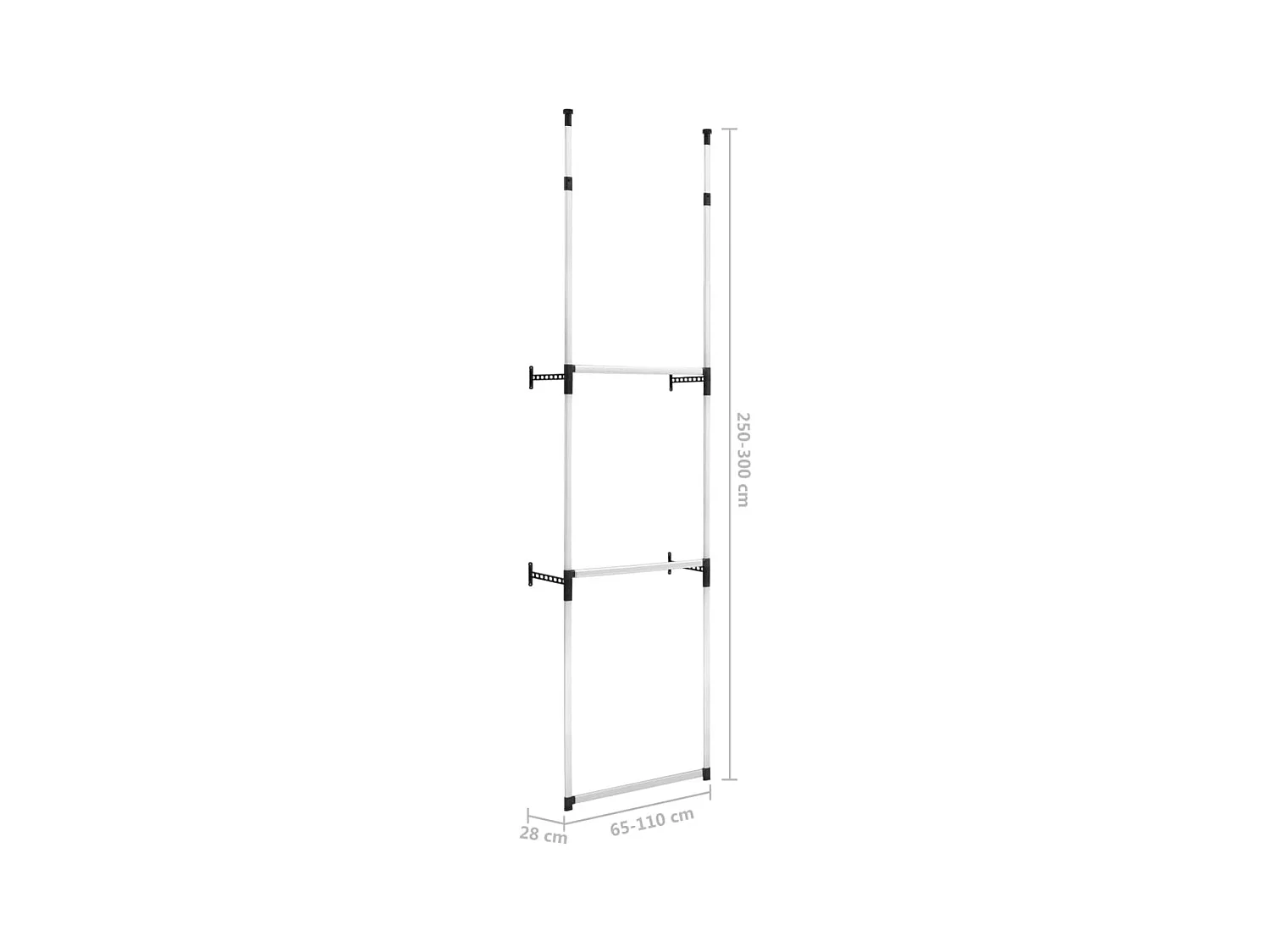 Kledingkastsysteem met stangen telescopisch aluminium