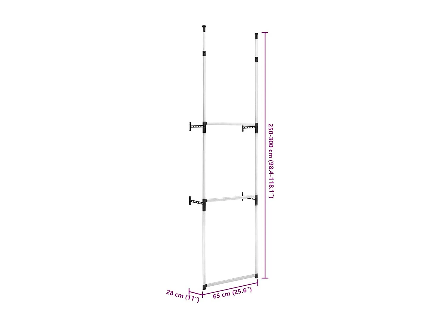 Système de garde-robe télescopique avec barres Aluminium