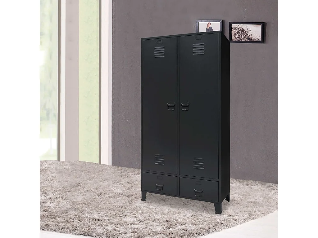 Kledingkast industriële stijl 90x40x180 cm metaal zwart