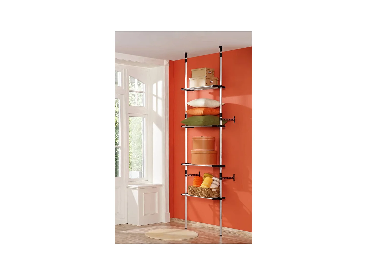 Système de garde-robe télescopique avec étagères Aluminium