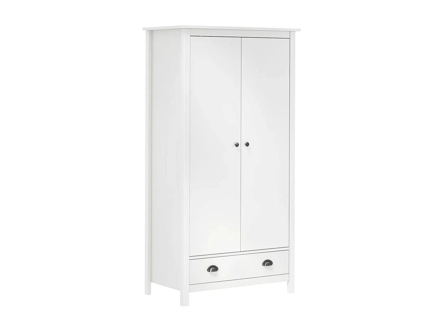 Garde-robe à 2 portes Hill Blanc 89x50x170cm Bois de pin solide