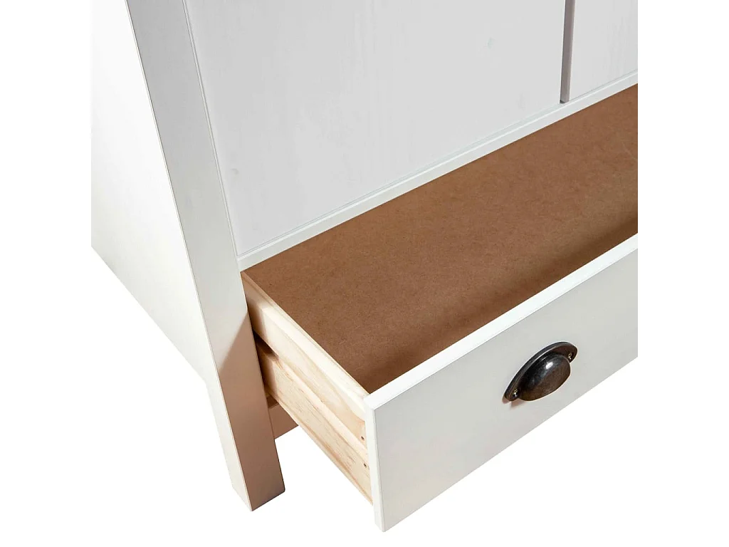 Kledingkast Hill 2 deuren 89x50x170 cm massief grenenhout wit